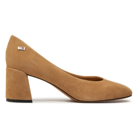 Tommy Hilfiger Lodičky Th Suede Mid Heel Block Pump FW0FW07717 Béžová