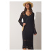 Happiness İstanbul Women's Black Spanish Sleeve Summer Openwork Knitwear Dress