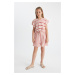 DEFACTO Girl's Striped Short Sleeve Jumpsuit