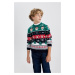 DEFACTO Boy's Christmas Themed Mini Me Crew Neck Sweater