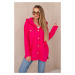 Women's Insulated Sweatshirt with Decorative Buttons - Fuchsia