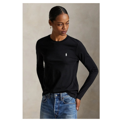 Bavlnené tričko s dlhým rukávom Polo Ralph Lauren čierna farba, 211898699