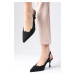 Mio Gusto Megan Black Color Pointed Toe Open Back Chunky Heel Shoes