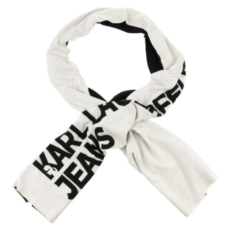 Šál Karl Lagerfeld Jeans Knitted Logo Scarf Biela