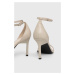 Kožené sandále Calvin Klein GEO STILETTO SANDAL béžová farba, HW0HW01610
