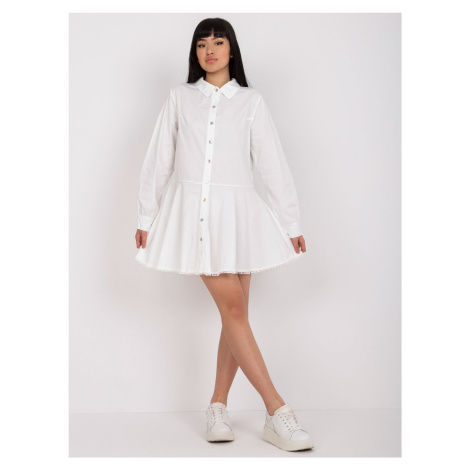 White long-sleeved shirt dress