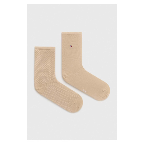 Ponožky Tommy Hilfiger 2-pak dámske, béžová farba, 701227563