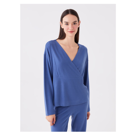 LC Waikiki Double Breasted Neck Plain Long Sleeve Women's Pajama Set