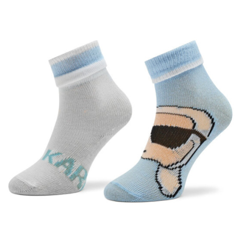 Karl Lagerfeld Kids Súprava 2 párov vysokých detských ponožiek Z90047 Modrá