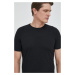 Bavlnené tričko Sisley čierna farba, jednofarebné