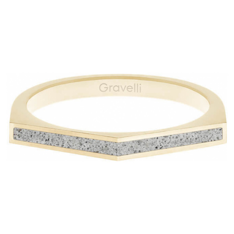 Gravelli Oceľový prsteň s betónom Two Side zlatá / šedá GJRWYGG122 56 mm