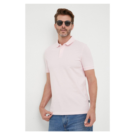 Bavlnené polo tričko BOSS ružová farba,jednofarebné,50468301 Hugo Boss