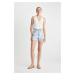 DEFACTO Mom Fit High Waist Cutaway Jean Shorts