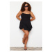 Trendyol Curve Plain Mini Knitted Jumpsuit with Black Strappy Flounce Shorts