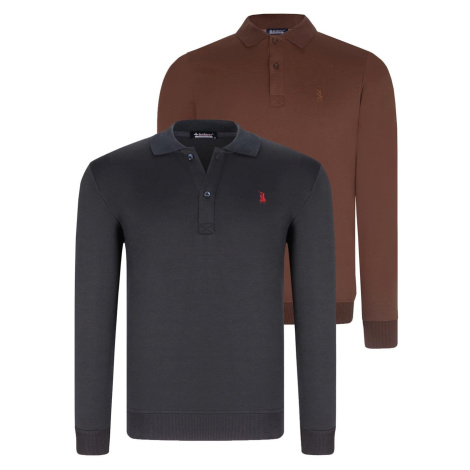 DOUBLE SET V4007 DEWBERRY MEN'S SWEATSHIRT-NAVY-BROWN