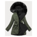 Čierno/khaki teplá obojstranná dámska zimná bunda (W610)