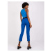 Modré elegantné nohavice Seville s vyšším pásom -DHJ-SP-13165.20-blue