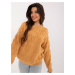 Brown women's oversize sweater with cuffs