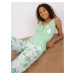 Green two-piece cotton pajamas with print