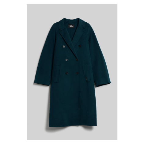 Kabát Karl Lagerfeld Wool Blend Double Face Coat Zelená