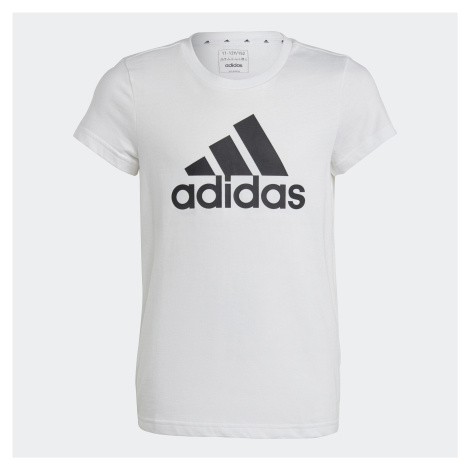 Dievčenské tričko s veľkým logom bielo-čierne Adidas