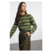 Trendyol Khaki Basic Striped Knitwear Sweater