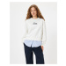 Koton Oversize Sweatshirt Crew Neck Slogan Fabric Detail