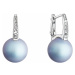 Strieborné náušnice visiace so Swarovski perlou a kryštály 31301.3 svetlo modré