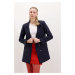 Bigdart Women's Navy Blue Double Buttoned Striped Blazer Jacket 0699