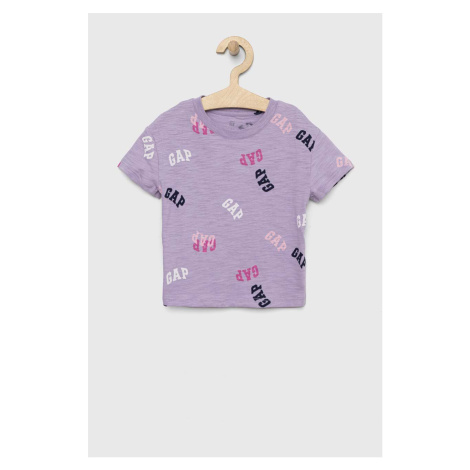 Detské bavlnené tričko GAP fialová farba