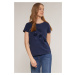 MONNARI Woman's T-Shirts T-Shirt With Decorative Panel Navy Blue