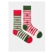 Červeno-zelené vzorované ponožky Fusakle Vianoce na snehu