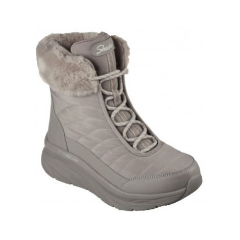 Dámske vysoké zimné topánky SKECHERS D-Lux Walker Winter Solstice dark taupe