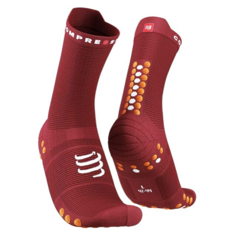 Compressport PRO RACING SOCK v4.0 RUN HIGH Bežecké ponožky, vínová, veľkosť