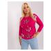 Fuchsia women's plus size blouse with drawstring