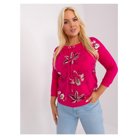 Fuchsia women's plus size blouse with drawstring