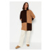 Trendyol Camel Brown Color Block Pletený sveter