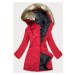 Červená dámska zimná bunda s kapucňou (J9-065)