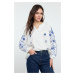 Trendyol White Embroidered Neck Tie Detailed Woven Blouse