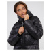 Čierny dámsky prešívaný kabát s kapucňou SAM 73 Anna