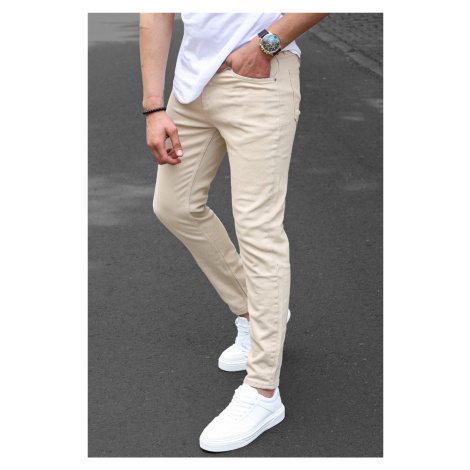 Madmext Men's Beige Canvas Slim Fit Trousers