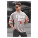 Madmext Gray Printed Oversize Men's T-Shirt 6129