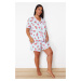 Trendyol Curve Light Blue Watermelon Patterned Shirt Collar Knitted Pajama Set