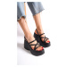 Capone Outfitters Women's High Wedge Ankle Strap Sandals