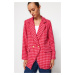 Trendyol Fuchsia Tweed Regular Lined Double Breasted Closure Woven Houndstooth Blazer Jacket