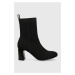 Členkové topánky Tommy Hilfiger FEMININE ESSENTIAL KNIT dámske, čierna farba, na podpätku, FW0FW