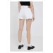 Rifľové krátke nohavice Polo Ralph Lauren dámske, biela farba, jednofarebné, vysoký pás