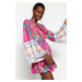 Trendyol Floral Pattern Mini Woven Flounce 100% Cotton Beach Dress
