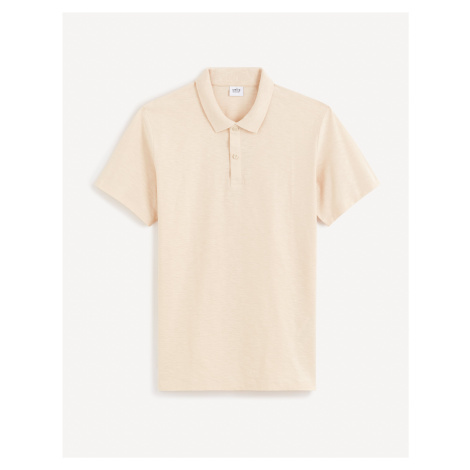 Krémové pánske basic polo tričko Celio Feflame