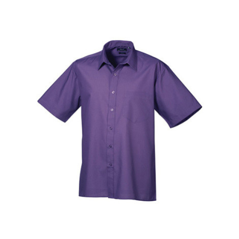 Premier Workwear Pánska košeľa s krátkym rukávom PR202 Purple -ca. Pantone 269